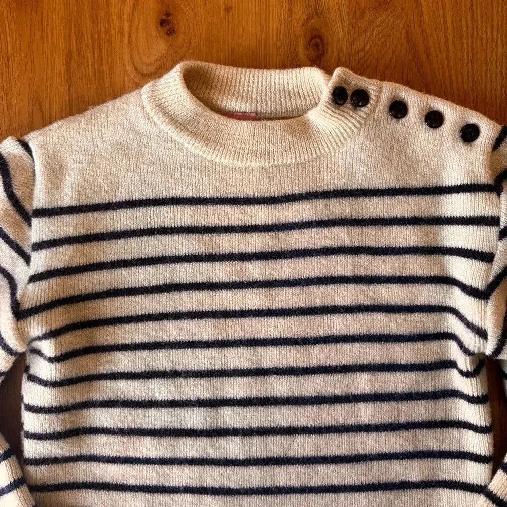 Saint James Navy and Cream Striped Sweater - Picture 2 of 15